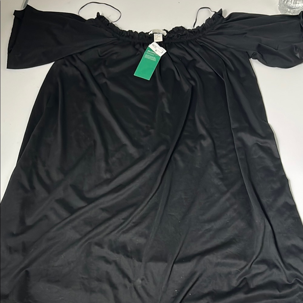 H&M Small Slightly Sheer Black Off-Shoulder Short Sleeve Dress